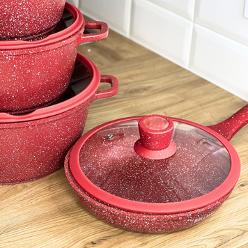 Набор посуды Higher Kitchen НК-316 Алюминий с гранитным покрытием 17 предметов red