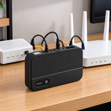 Міні UPS для роутера та відеокамер DCY-1018P / Безперебійник 10400 мАг, 5V/9V/12V, USB, POE