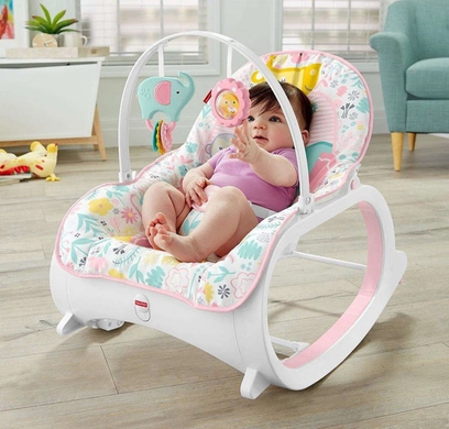 Детское кресло-качалка Fisher Price / Детский шезлонг с музыкальной подвеской и регулируемой спинкой