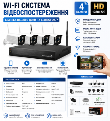 Комплект видеонаблюдения NVR KIT 601 WiFi 4CH с регистратором
