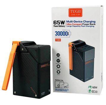 Павербанк TUGII Y365 30000 мАг 65W Power Delivery, потужний повербанк, швидка зарядка, LED-дисплей, для смартфона, планшета