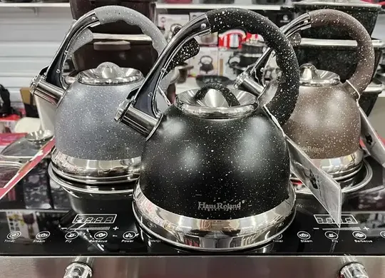 Чайник із свистком Hous Roland HR 704-5 нержавіюча сталь із гранітним покриттям 3.5 л Чорний