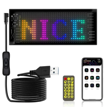 FM-C1 Светодиодная LED-табличка с Bluetooth-управлением, пультом и USB-подключением 20\64