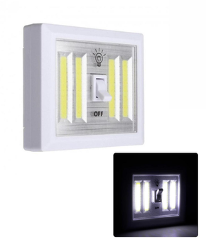 Светильник Light Switch Hy-604 С Тумблером Cob Art - на липучке и магнитах ( 4 мини пальчик батарейки) (белый)