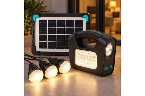Ліхтар LED GDLITE (GD-3PRO) (Сон. панель 5V/4W; акум-LiFePO4 3,2V/5Ah; 3 лампи LED)