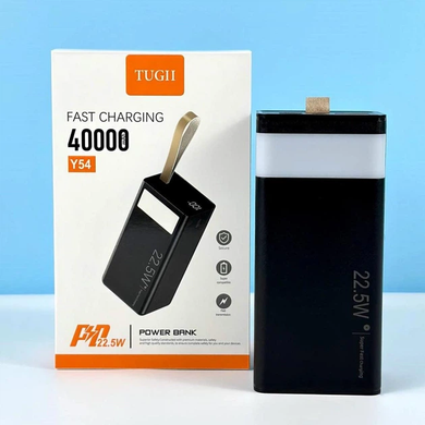 Повербанк TUGII Y54 40000 mAh 22.5W з швидкою зарядкою, Power Bank з LED-ліхтариком та цифровим дисплеєм