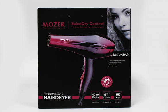 Фен для волосся Mozer MZ-5917 (3000 Вт, холодне та гаряче повітря, 3 режими нагрівання)