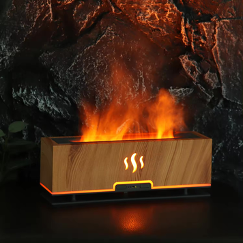 Нічник-зволожувач повітря з імітацією полум'я Humidifier Wooden