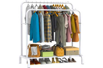 Подвійна стійка для одягу та взуття Loft Rack підлогова сталева БІЛА