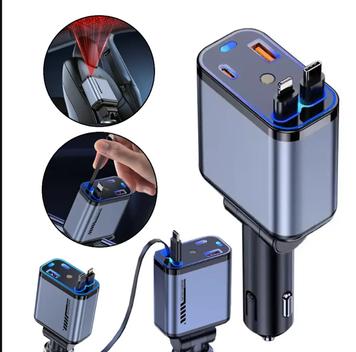 Автомобільний зарядний пристрій 4 в 1 зі швидким заряджанням, USB-портами та підсвіткою &laquo;Зоряне небо&raquo; 26X-204