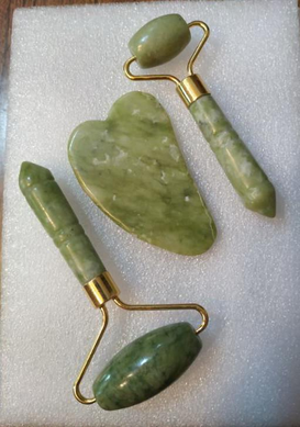 Масажний набір із натурального каменю JADE ROLLER SET(anti-aging)