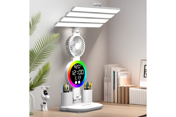 Лампа настільна (KRX-104) (LED, RGB, вентилятор, годинник, підставка)