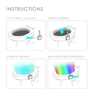 Подсветка для унитаза с датчиком движения LED LightBowl 8 цветов