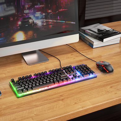 Комплект клавиатуры и мыши Hoco GM18 Luminous gaming keyboard and mouse set(Russian version) &mdash; Black