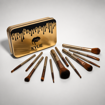 Профессиональный набор кистей для макияжа Kylie Jenner Make-up brush Gold set 12 шт