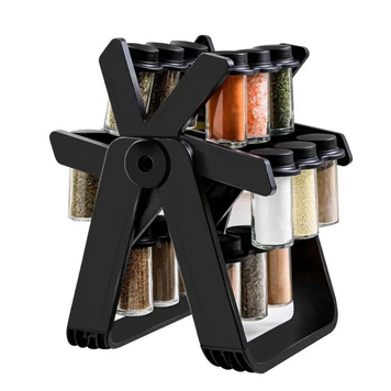 Карусель для спецій 18 баночок на крутій підставці на 360&deg; Spice Rack Чорний