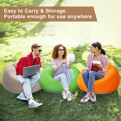 Надувное кресло-пуф Inflatable Sofa / Надувное кресло-мешок 110&times;110&times;85 см Оранжевый, бежевый, Синий, Черно-белый, зеленый Красный