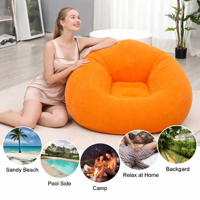 Надувное кресло-пуф Inflatable Sofa / Надувное кресло-мешок 110&times;110&times;85 см Оранжевый, бежевый, Синий, Черно-белый, зеленый Красный