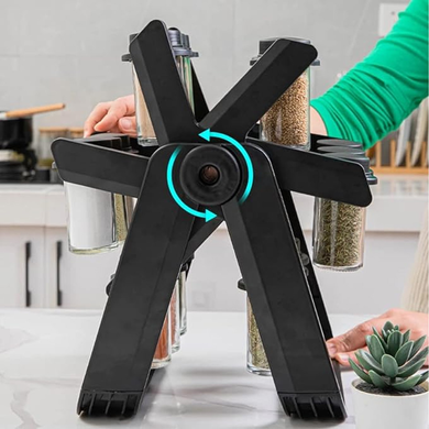 Карусель для специй 18 баночек на крутой подставке на 360&deg; Spice Rack Черный
