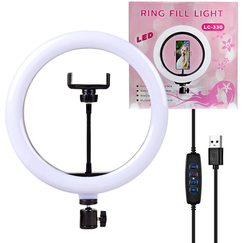 Кільцева LED лампа LC-330 (1 крепл.тел.) (USB) (33см)