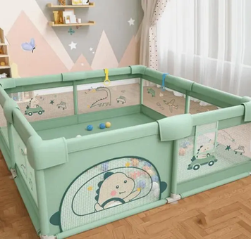 Манеж детский большой игровой 150х180 см, &laquo;Динозавр&raquo; с дышащей сеткой, детский игровой манеж из прочной ткани с бортиками