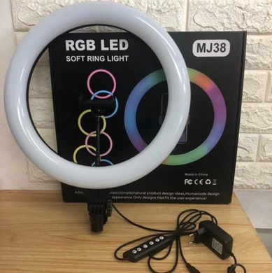 Кільцева LED лампа RGB MJ38 38см 220V 1 крепл.тел USB + пульт