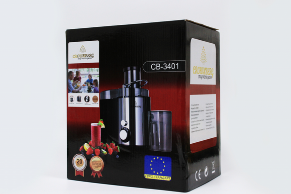 Соковитискач Crownberg CB-3401 електричний 1000W відцентровий 3 режими Чорний