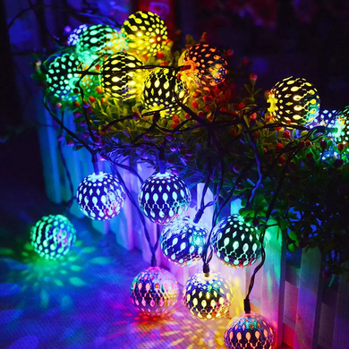 Гірлянда світлодіодна Кулька металева золота, 20 LED, Мультицвет