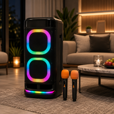 Колонка BTS-2120 Bluetooth / Акустична система з двома бездротовими мікроонами / Караоке-колонка