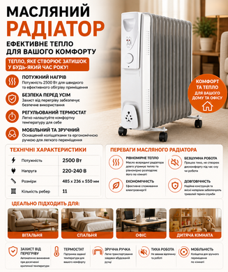 Масляный радиатор 2500W