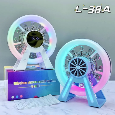 Аккумуляторный ночник-Bluetooth колонка с часами, будильником и RGB подсветкой Карусель