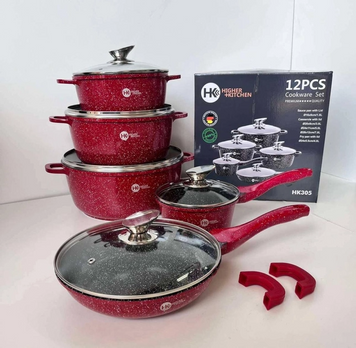 Набір посуду Higher Kitchen НК-305 Алюміній із гранітним покриттям 12 предметів