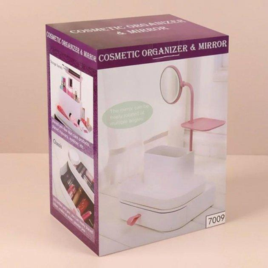 Настольный органайзер для косметики Cosmetic rack with mirror 7009 с зеркалом 36 x 17.5 x 27.3 см белый EL-2132