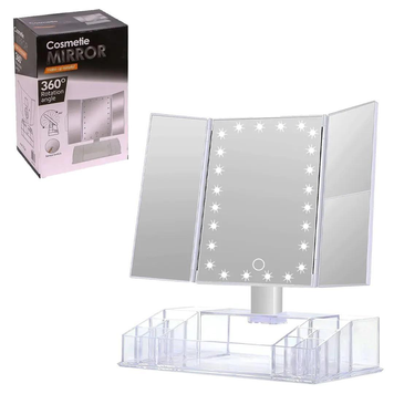 Дзеркало з LED підсвічуванням потрійне з органайзером XW-081 mirror 223-57