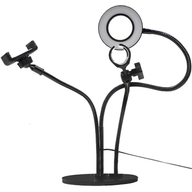 Набір блогера 3в1 Гнучкий штатив з Led кільцем Ring Light + тримачі для телефону та мікрофона на підставці