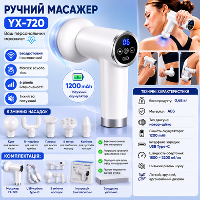 Массажёр для тела 5 насадок аккумуляторный (SL-630/YX-720) розовый/белый