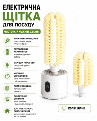 Електрична щітка для миття склянок та пляшок / Щітка посуду з USB-зарядкою