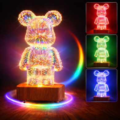 3D лампа Хрустальный Мишка Фейерверк Медведь Bearbick декоративный стеклянный ночник светодиодный светильник 16 цветов LED на аккумуляторе