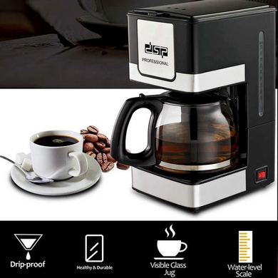 Кавоварка Kafe Filter DSP КА-3024 крапельна Електрична кавоварка до 12 чашок кави зі скляною колбою 800 Вт. кава - машина
