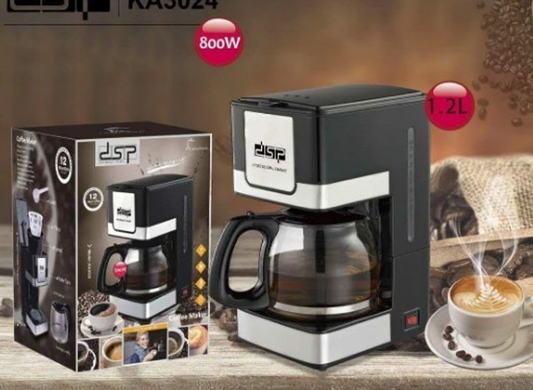 Кавоварка Kafe Filter DSP КА-3024 крапельна Електрична кавоварка до 12 чашок кави зі скляною колбою 800 Вт. кава - машина
