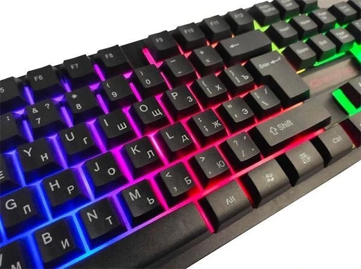 Провідна клавіатура для ПК з кольоровим RGB підсвічуванням + миша UKC HK-6300TZ