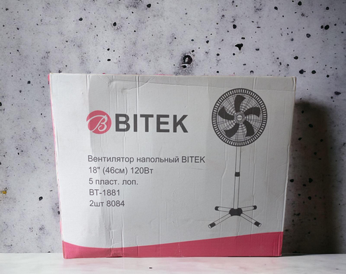 Вентилятор підлоговий BITEK 18" (46см) 120Вт 5 пласт. лоп. BT-1881