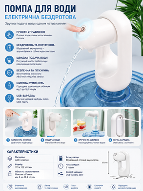Електрична помпа для бутильованої води на акумуляторі Suction pump AND LY-608 White