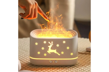 Ночник с имитацией пламени, увлажнитель воздуха DEER WHITE