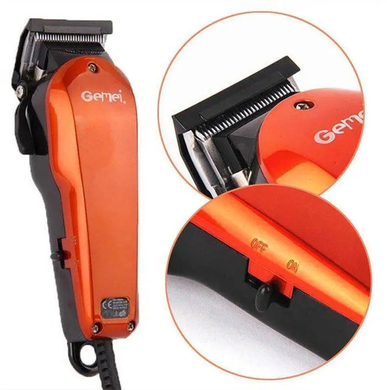 Машинка для стрижки Geemy by Gemei GM-1005 Червона електробритва для волосся та бороди від мережі з нержавіючої сталі з 4 насадками