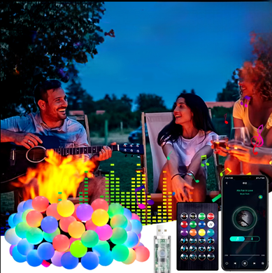 Гірлянда Smart Матова кулька (SFK-03) 10м APP Bluetooth (USB) + пульт