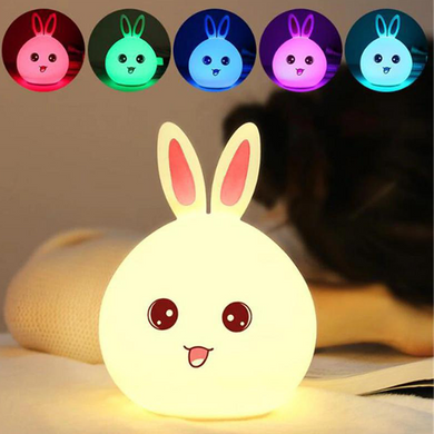Силіконовий нічник Кролик LED RGB 7 акумуляторний режимів