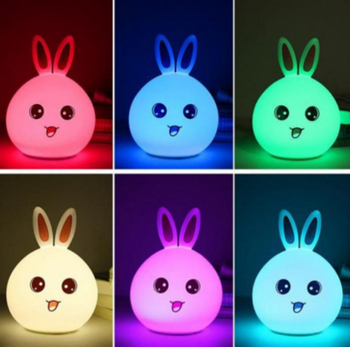 Силіконовий нічник Кролик LED RGB 7 акумуляторний режимів